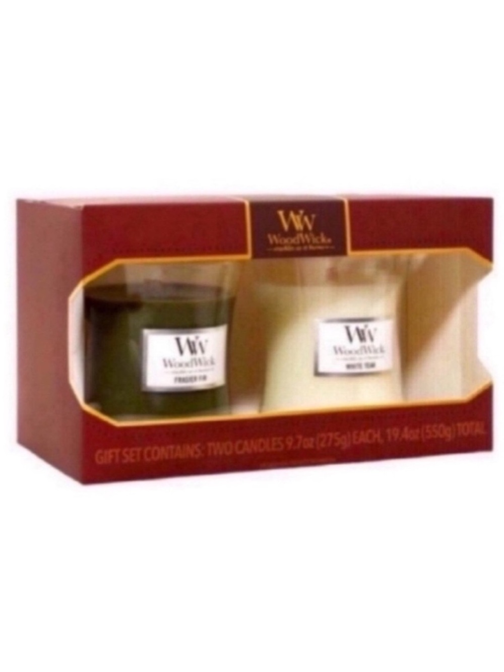 New Woodwick Candle Set Fraser Fir Candle and White Teak Candle